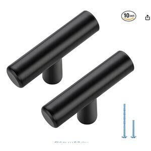 10 Pack 2 Inch Length Kitchen Cabinet Handles with Single Hole Matte Black